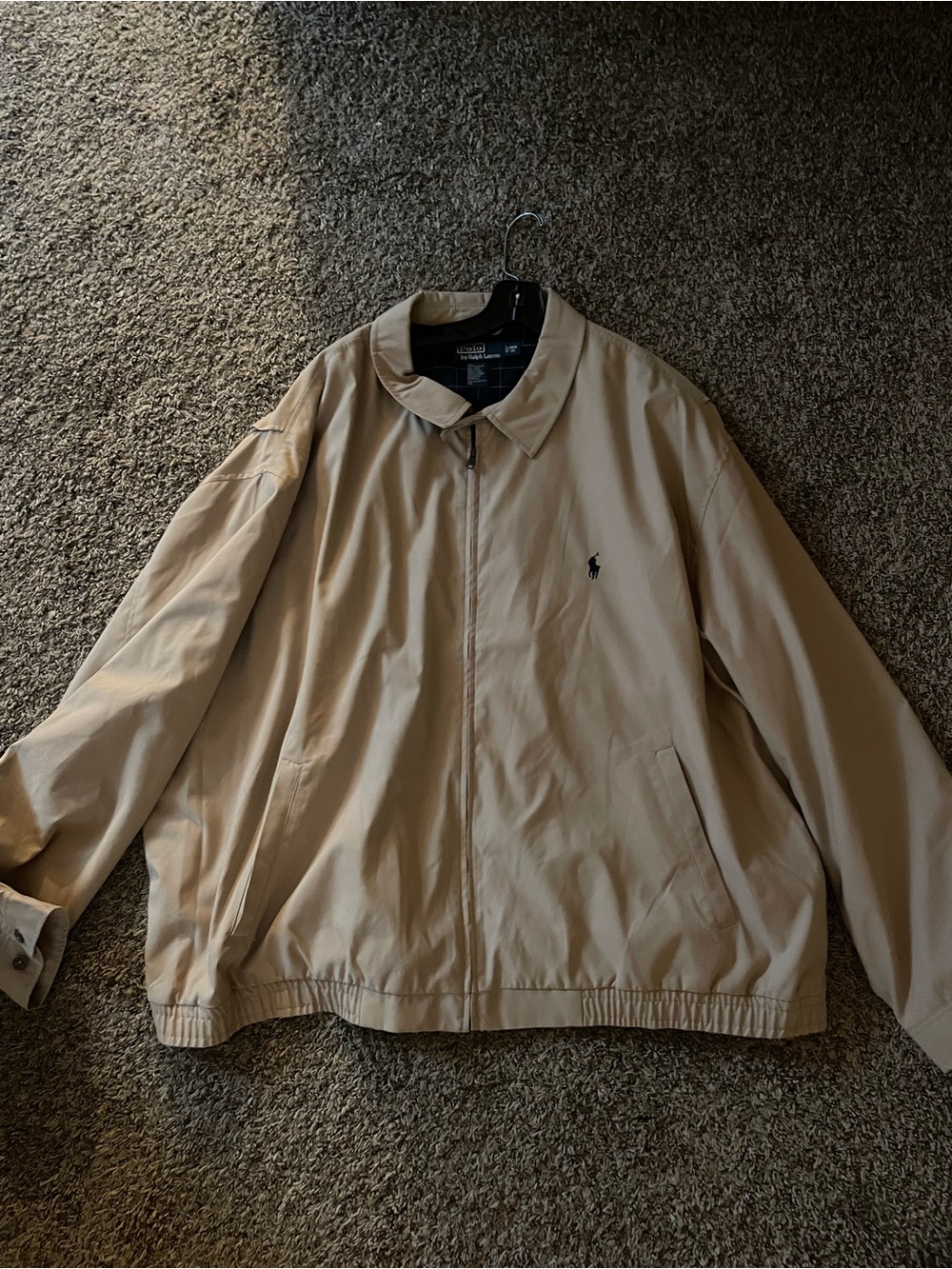 Ralph Lauren Men’s Light Beige Zip-Front Harrington Jacket